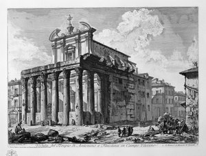 Ansicht des Tempels von Antoninus und Faustina im Campo Vaccino